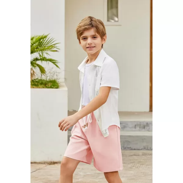 Arshiner Boys Linen Shorts Summer Beach Shorts Elastic Waist Drawstring Casual Shorts with Pockets Size 6-18