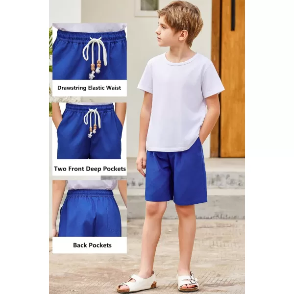 Arshiner Boys Linen Shorts Summer Beach Shorts Elastic Waist Drawstring Casual Shorts with Pockets Size 6-18
