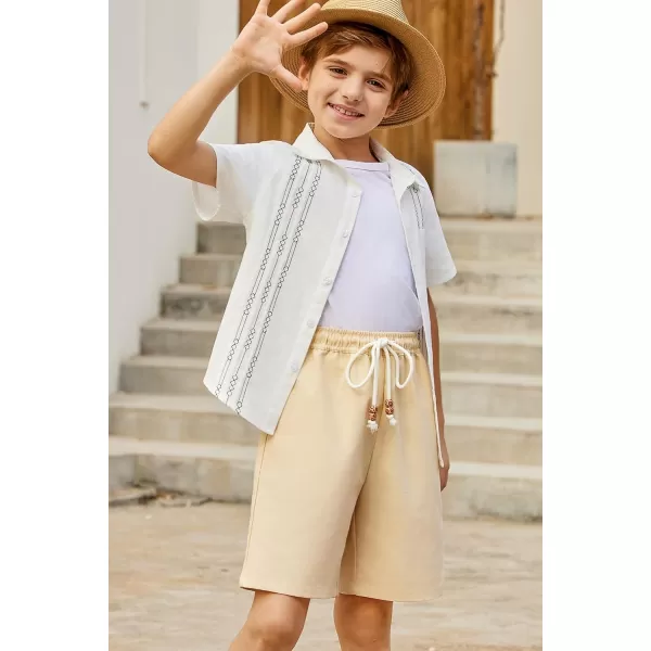 Arshiner Boys Linen Shorts Summer Beach Shorts Elastic Waist Drawstring Casual Shorts with Pockets Size 6-18