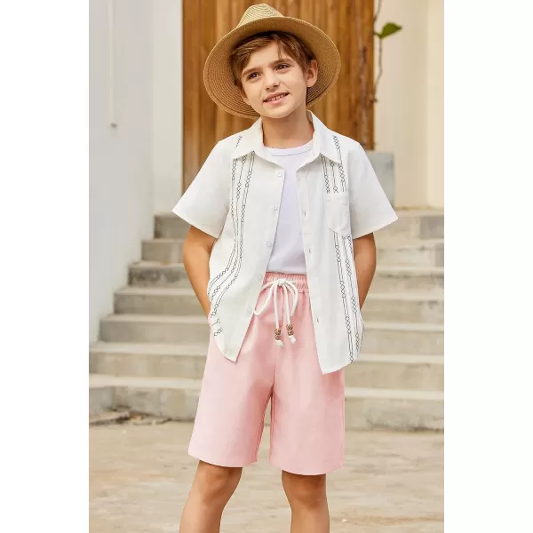 Arshiner Boys Linen Shorts Summer Beach Shorts Elastic Waist Drawstring Casual Shorts with Pockets Size 6-18