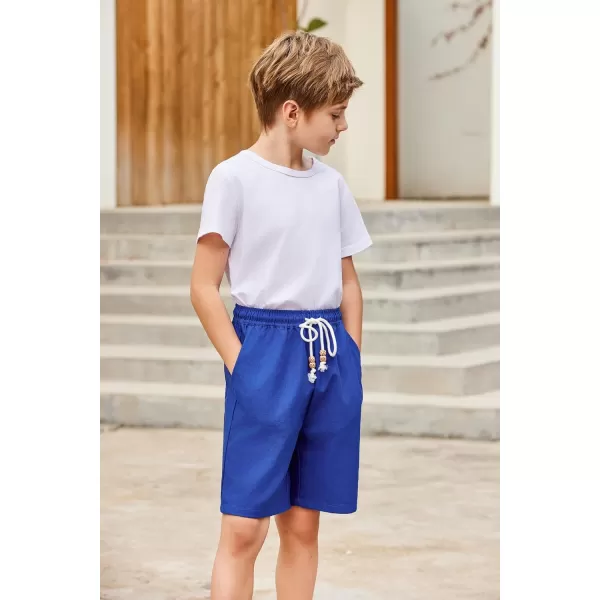 Arshiner Boys Linen Shorts Summer Beach Shorts Elastic Waist Drawstring Casual Shorts with Pockets Size 6-18