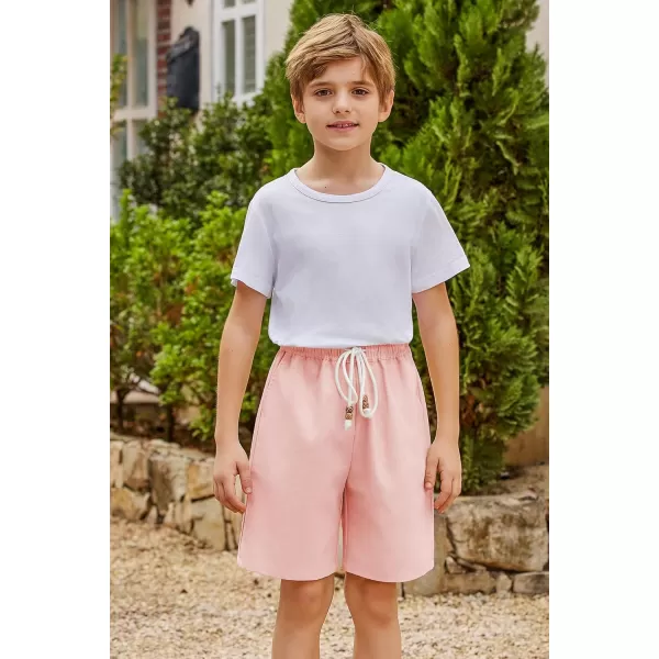 Arshiner Boys Linen Shorts Summer Beach Shorts Elastic Waist Drawstring Casual Shorts with Pockets Size 6-18