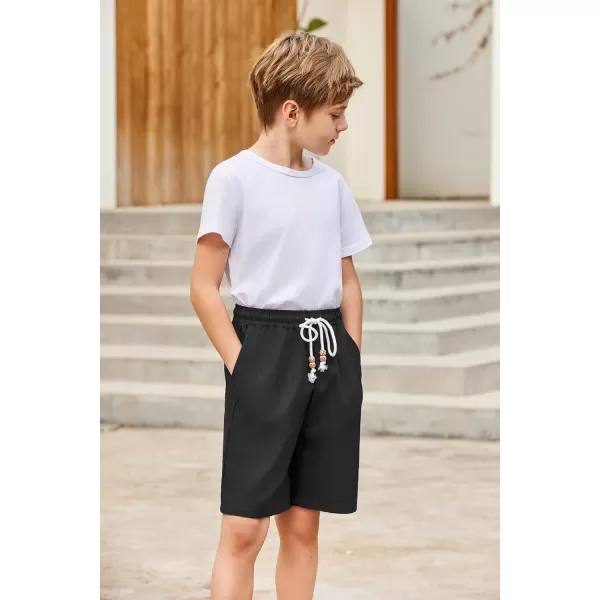Arshiner Boys Linen Shorts Summer Beach Shorts Elastic Waist Drawstring Casual Shorts with Pockets Size 6-18