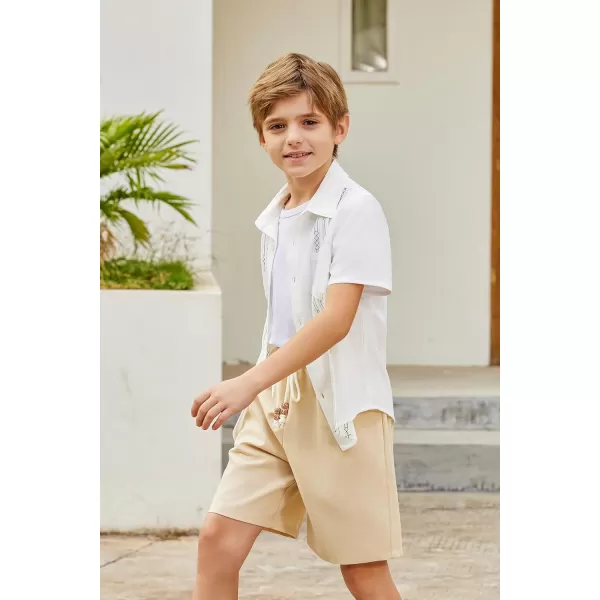 Arshiner Boys Linen Shorts Summer Beach Shorts Elastic Waist Drawstring Casual Shorts with Pockets Size 6-18