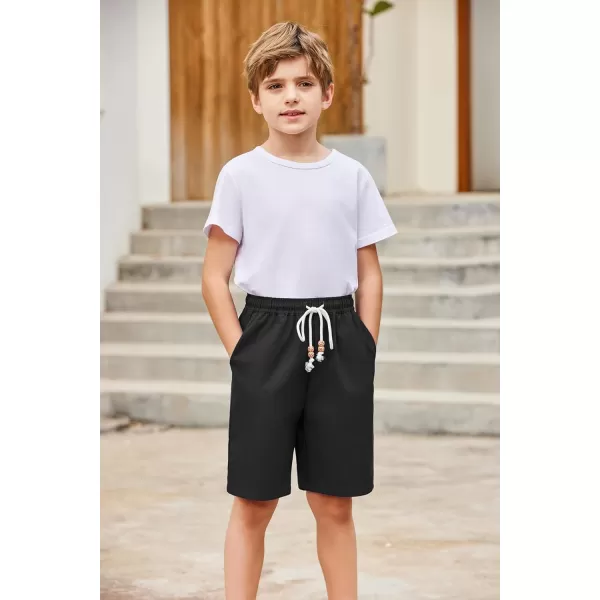 Arshiner Boys Linen Shorts Summer Beach Shorts Elastic Waist Drawstring Casual Shorts with Pockets Size 6-18