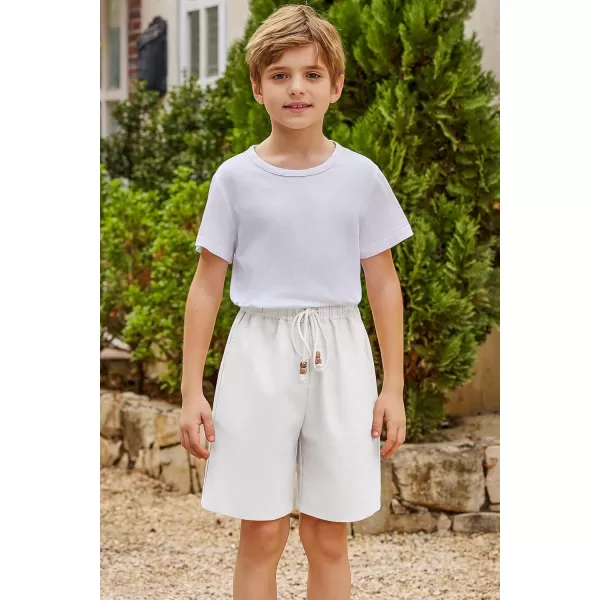 Arshiner Boys Linen Shorts Summer Beach Shorts Elastic Waist Drawstring Casual Shorts with Pockets Size 6-18