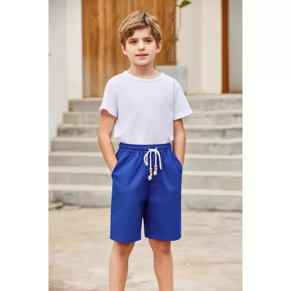 Arshiner Boys Linen Shorts Summer Beach Shorts Elastic Waist Drawstring Casual Shorts with Pockets Size 6-18