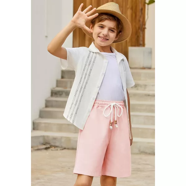 Arshiner Boys Linen Shorts Summer Beach Shorts Elastic Waist Drawstring Casual Shorts with Pockets Size 6-18