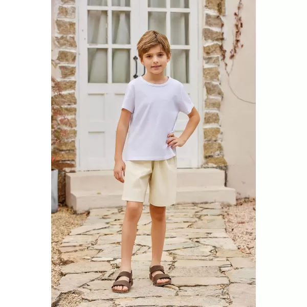 Arshiner Boys Linen Shorts Summer Beach Shorts Elastic Waist Drawstring Casual Shorts with Pockets Size 6-18