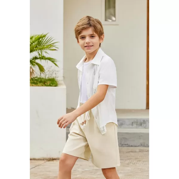 Arshiner Boys Linen Shorts Summer Beach Shorts Elastic Waist Drawstring Casual Shorts with Pockets Size 6-18