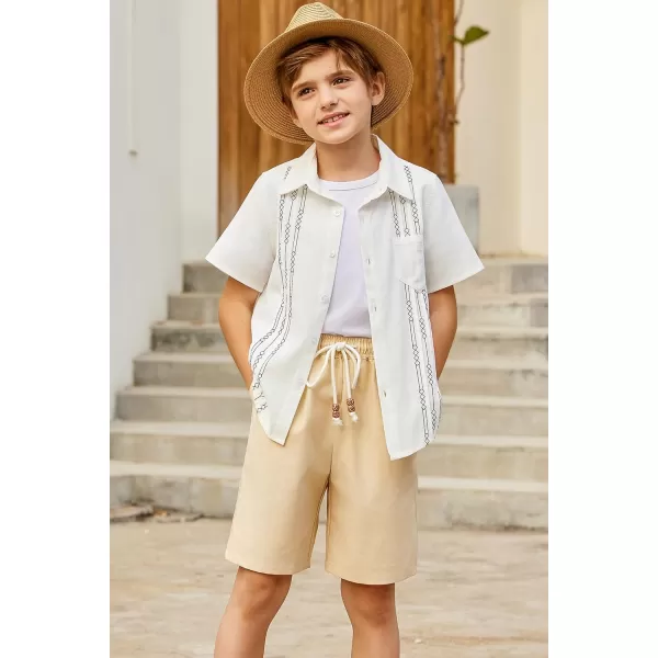 Arshiner Boys Linen Shorts Summer Beach Shorts Elastic Waist Drawstring Casual Shorts with Pockets Size 6-18