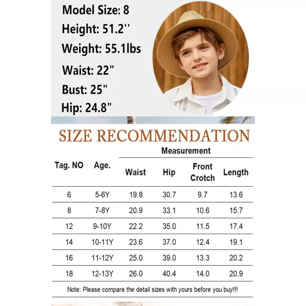 Arshiner Boys Linen Shorts Summer Beach Shorts Elastic Waist Drawstring Casual Shorts with Pockets Size 6-18