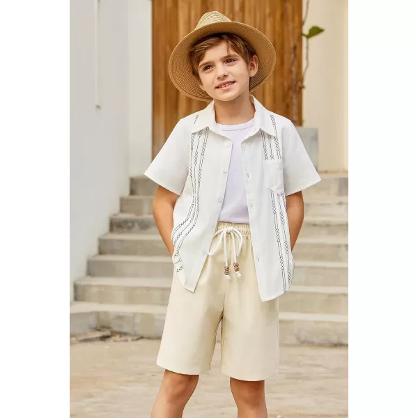 Arshiner Boys Linen Shorts Summer Beach Shorts Elastic Waist Drawstring Casual Shorts with Pockets Size 6-18