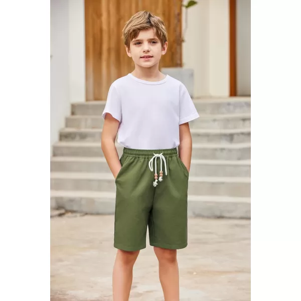 Arshiner Boys Linen Shorts Summer Beach Shorts Elastic Waist Drawstring Casual Shorts with Pockets Size 6-18