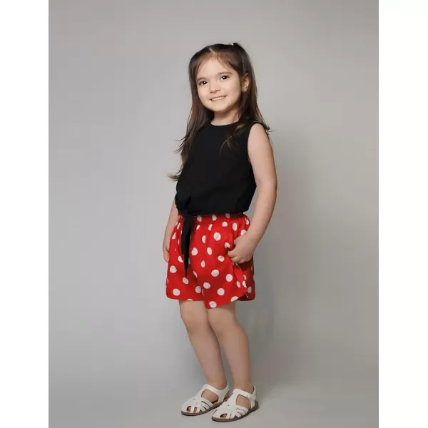 Arshiner Girl's 2 Piece Outfits Tie Knot Tank Top and Paperbag Waist Pocketed Summer Short Sets