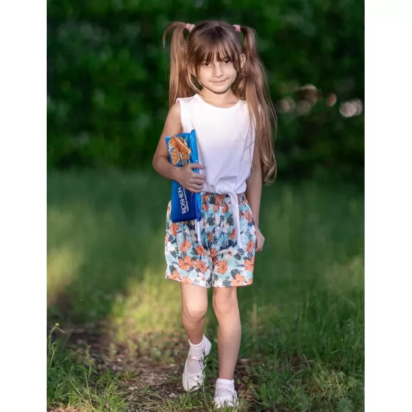 Arshiner Girl's 2 Piece Outfits Tie Knot Tank Top and Paperbag Waist Pocketed Summer Short Sets