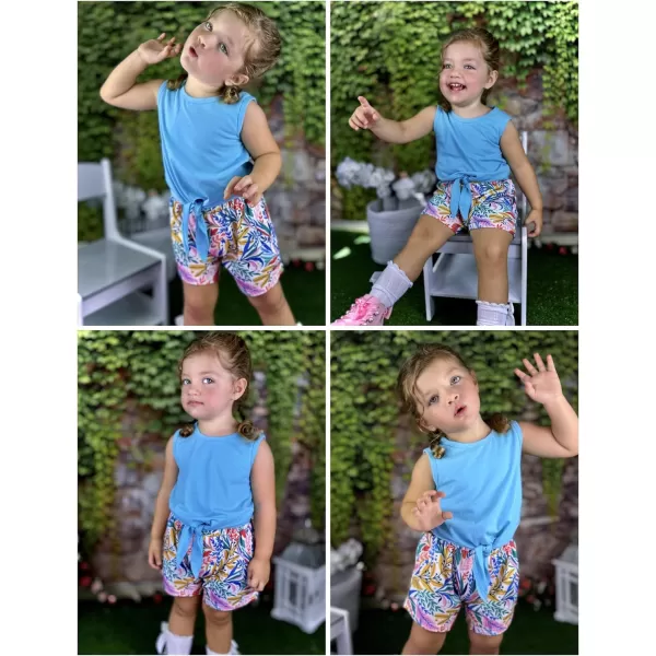 Arshiner Girl's 2 Piece Outfits Tie Knot Tank Top and Paperbag Waist Pocketed Summer Short Sets