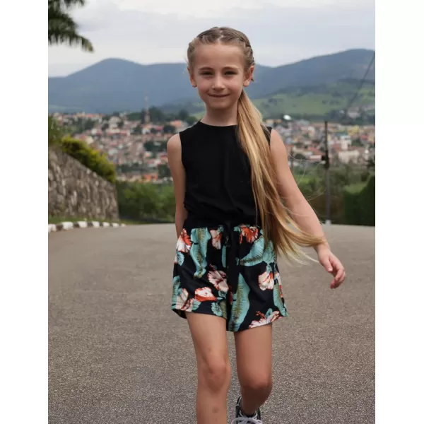 Arshiner Girl's 2 Piece Outfits Tie Knot Tank Top and Paperbag Waist Pocketed Summer Short Sets
