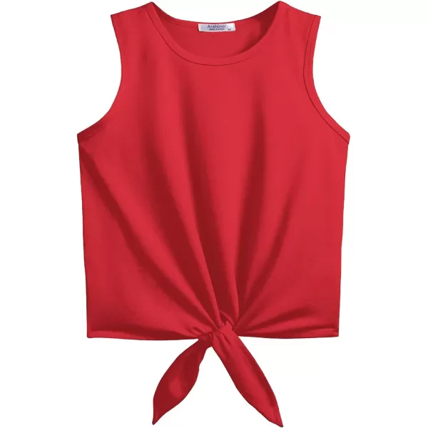 Arshiner Girl's 2 Piece Outfits Tie Knot Tank Top and Paperbag Waist Pocketed Summer Short Sets