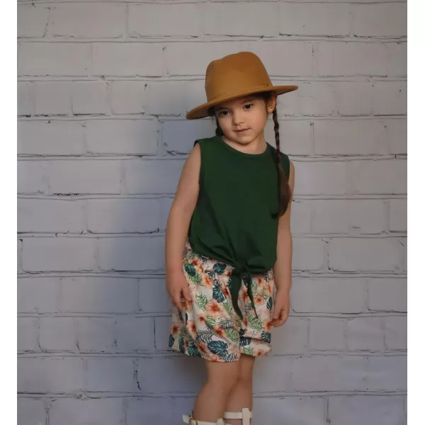 Arshiner Girl's 2 Piece Outfits Tie Knot Tank Top and Paperbag Waist Pocketed Summer Short Sets