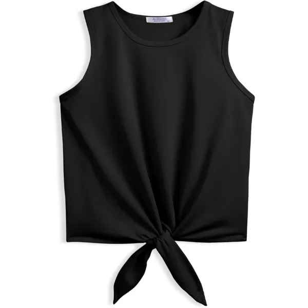 Arshiner Girl's 2 Piece Outfits Tie Knot Tank Top and Paperbag Waist Pocketed Summer Short Sets