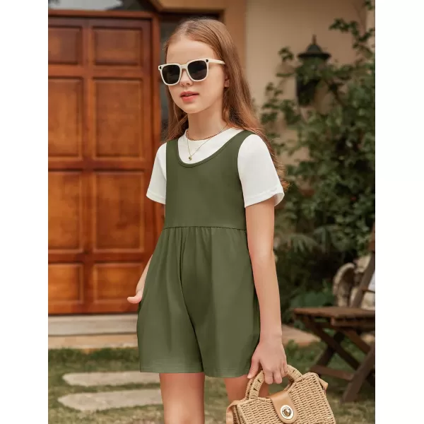 Arshiner Girls' Casual Summer Sleeveless Jumpsuits Loose One Piece Romper Short Overalls Outfits with Pockets