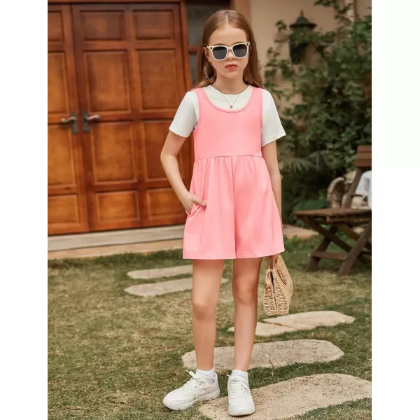 Arshiner Girls' Casual Summer Sleeveless Jumpsuits Loose One Piece Romper Short Overalls Outfits with Pockets