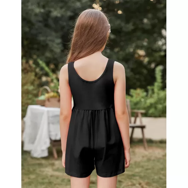 Arshiner Girls' Casual Summer Sleeveless Jumpsuits Loose One Piece Romper Short Overalls Outfits with Pockets