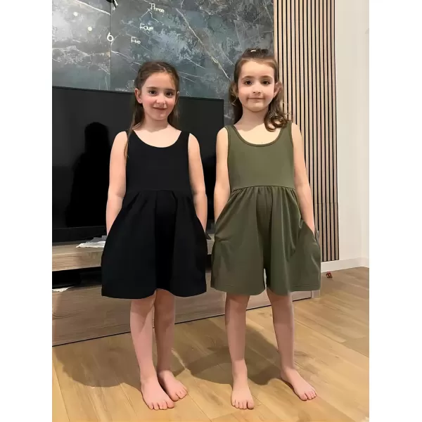Arshiner Girls' Casual Summer Sleeveless Jumpsuits Loose One Piece Romper Short Overalls Outfits with Pockets