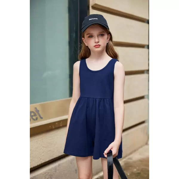 Arshiner Girls' Casual Summer Sleeveless Jumpsuits Loose One Piece Romper Short Overalls Outfits with Pockets
