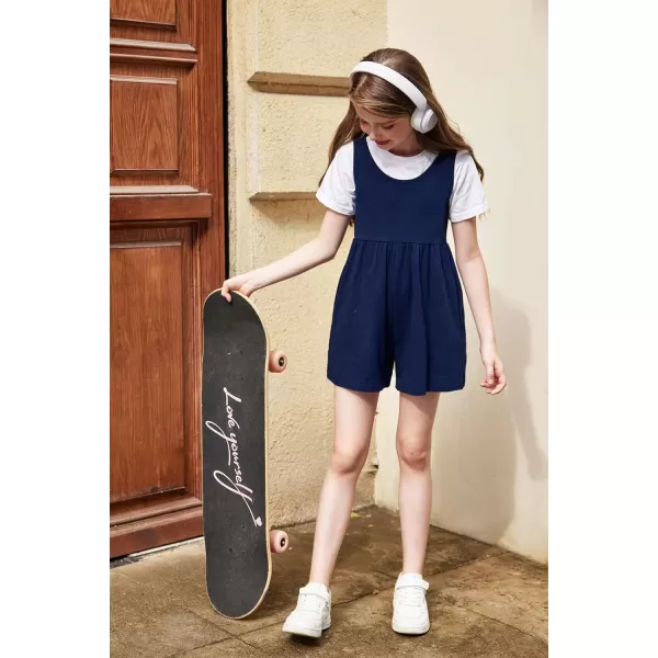Arshiner Girls' Casual Summer Sleeveless Jumpsuits Loose One Piece Romper Short Overalls Outfits with Pockets