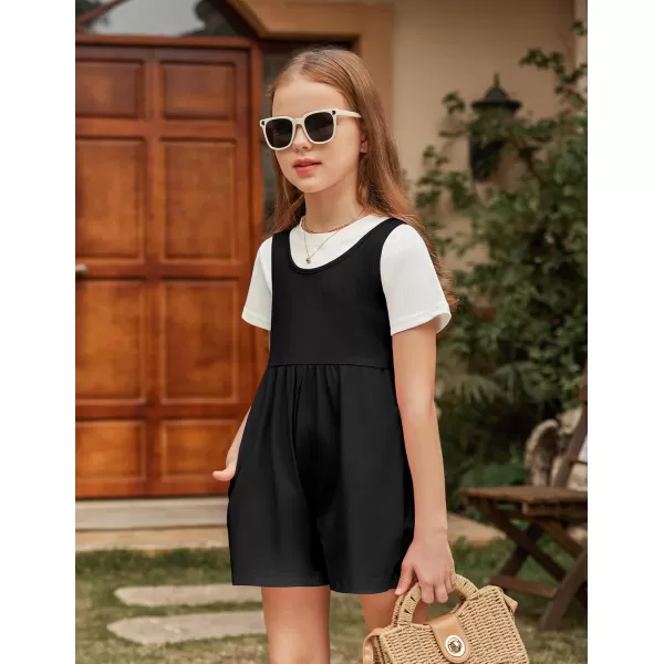 Arshiner Girls' Casual Summer Sleeveless Jumpsuits Loose One Piece Romper Short Overalls Outfits with Pockets