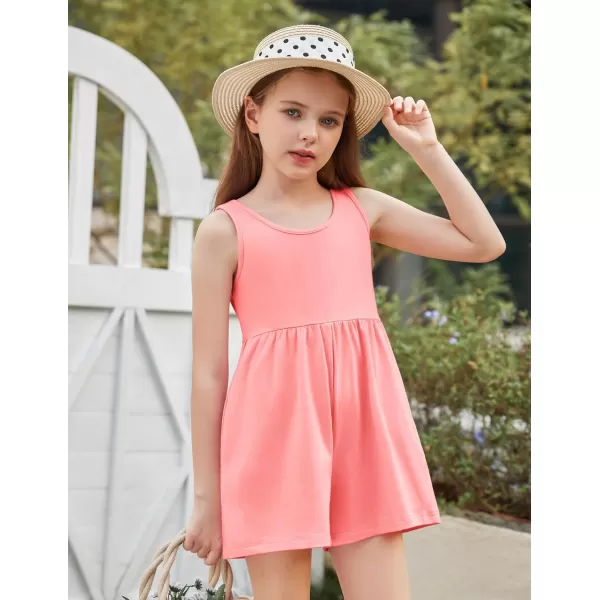 Arshiner Girls' Casual Summer Sleeveless Jumpsuits Loose One Piece Romper Short Overalls Outfits with Pockets