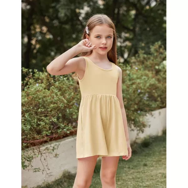 Arshiner Girls' Casual Summer Sleeveless Jumpsuits Loose One Piece Romper Short Overalls Outfits with Pockets