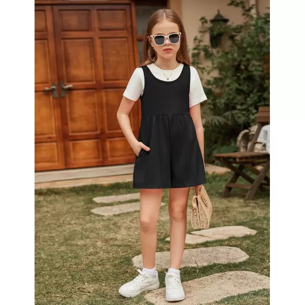 Arshiner Girls' Casual Summer Sleeveless Jumpsuits Loose One Piece Romper Short Overalls Outfits with Pockets