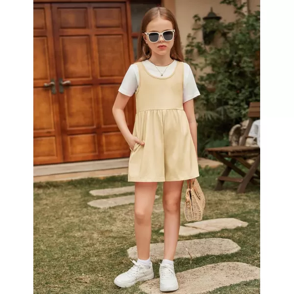 Arshiner Girls' Casual Summer Sleeveless Jumpsuits Loose One Piece Romper Short Overalls Outfits with Pockets