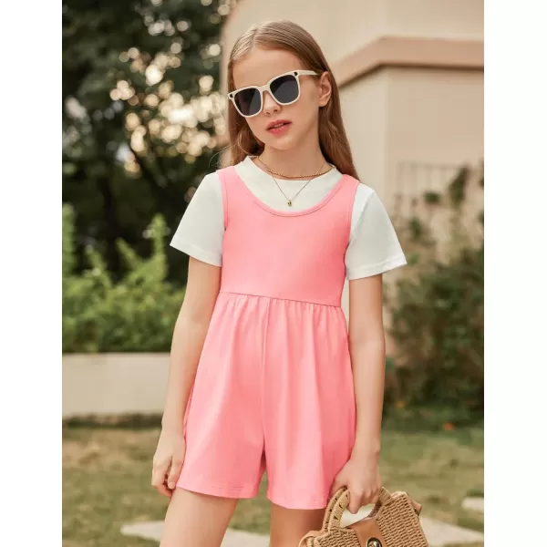 Arshiner Girls' Casual Summer Sleeveless Jumpsuits Loose One Piece Romper Short Overalls Outfits with Pockets