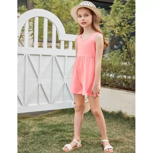 Arshiner Girls' Casual Summer Sleeveless Jumpsuits Loose One Piece Romper Short Overalls Outfits with Pockets