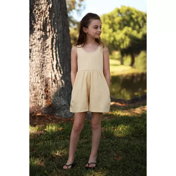 Arshiner Girls' Casual Summer Sleeveless Jumpsuits Loose One Piece Romper Short Overalls Outfits with Pockets
