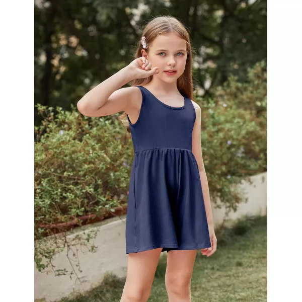 Arshiner Girls' Casual Summer Sleeveless Jumpsuits Loose One Piece Romper Short Overalls Outfits with Pockets