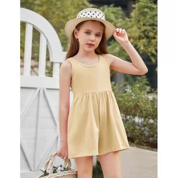 Arshiner Girls' Casual Summer Sleeveless Jumpsuits Loose One Piece Romper Short Overalls Outfits with Pockets