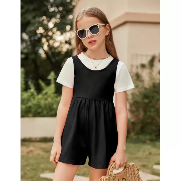 Arshiner Girls' Casual Summer Sleeveless Jumpsuits Loose One Piece Romper Short Overalls Outfits with Pockets