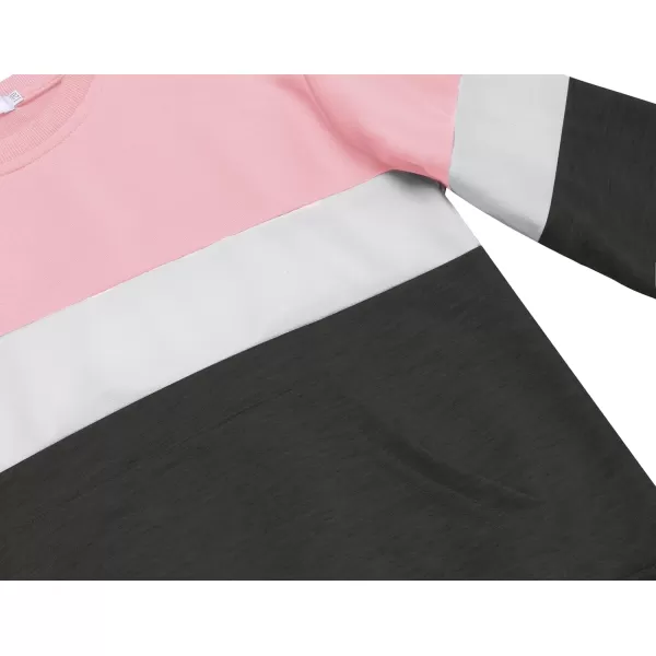 Arshiner Girls Color Block Sweatshirts Tops Kids Crewneck Long Sleeve Lightweight Pullover Hoodies