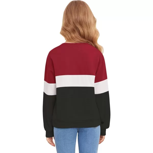 Arshiner Girls Color Block Sweatshirts Tops Kids Crewneck Long Sleeve Lightweight Pullover Hoodies