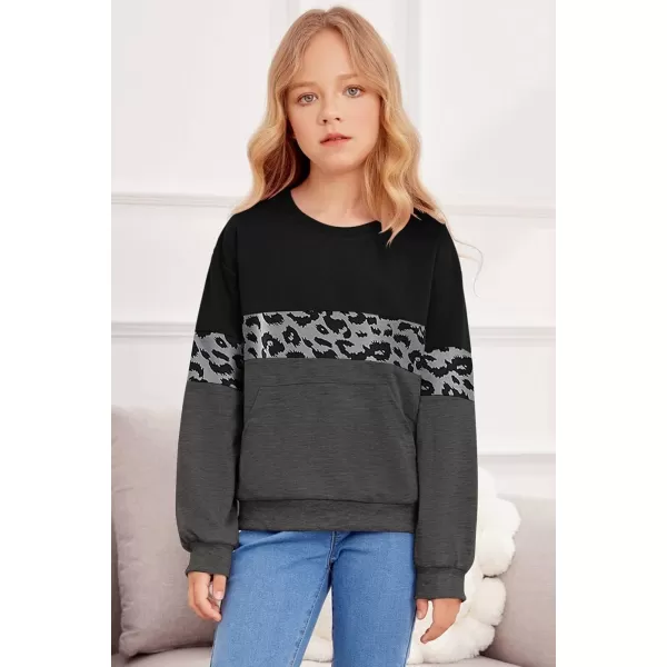 Arshiner Girls Color Block Sweatshirts Tops Kids Crewneck Long Sleeve Lightweight Pullover Hoodies