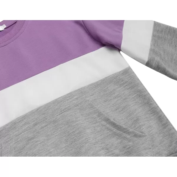 Arshiner Girls Color Block Sweatshirts Tops Kids Crewneck Long Sleeve Lightweight Pullover Hoodies