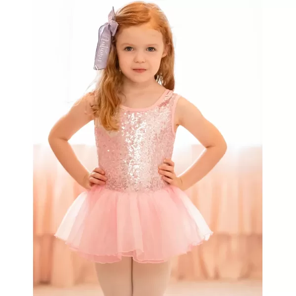 Arshiner Girls Dance Tutu Dress Sparkly Sequin Ballet Leotards Cross Back Ballerina Costumes for Toddler Party