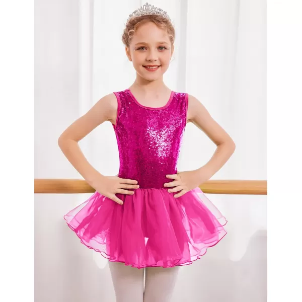 Arshiner Girls Dance Tutu Dress Sparkly Sequin Ballet Leotards Cross Back Ballerina Costumes for Toddler Party