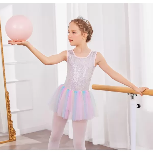 Arshiner Girls Dance Tutu Dress Sparkly Sequin Ballet Leotards Cross Back Ballerina Costumes for Toddler Party