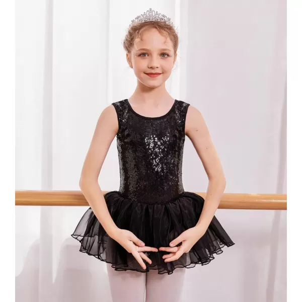Arshiner Girls Dance Tutu Dress Sparkly Sequin Ballet Leotards Cross Back Ballerina Costumes for Toddler Party